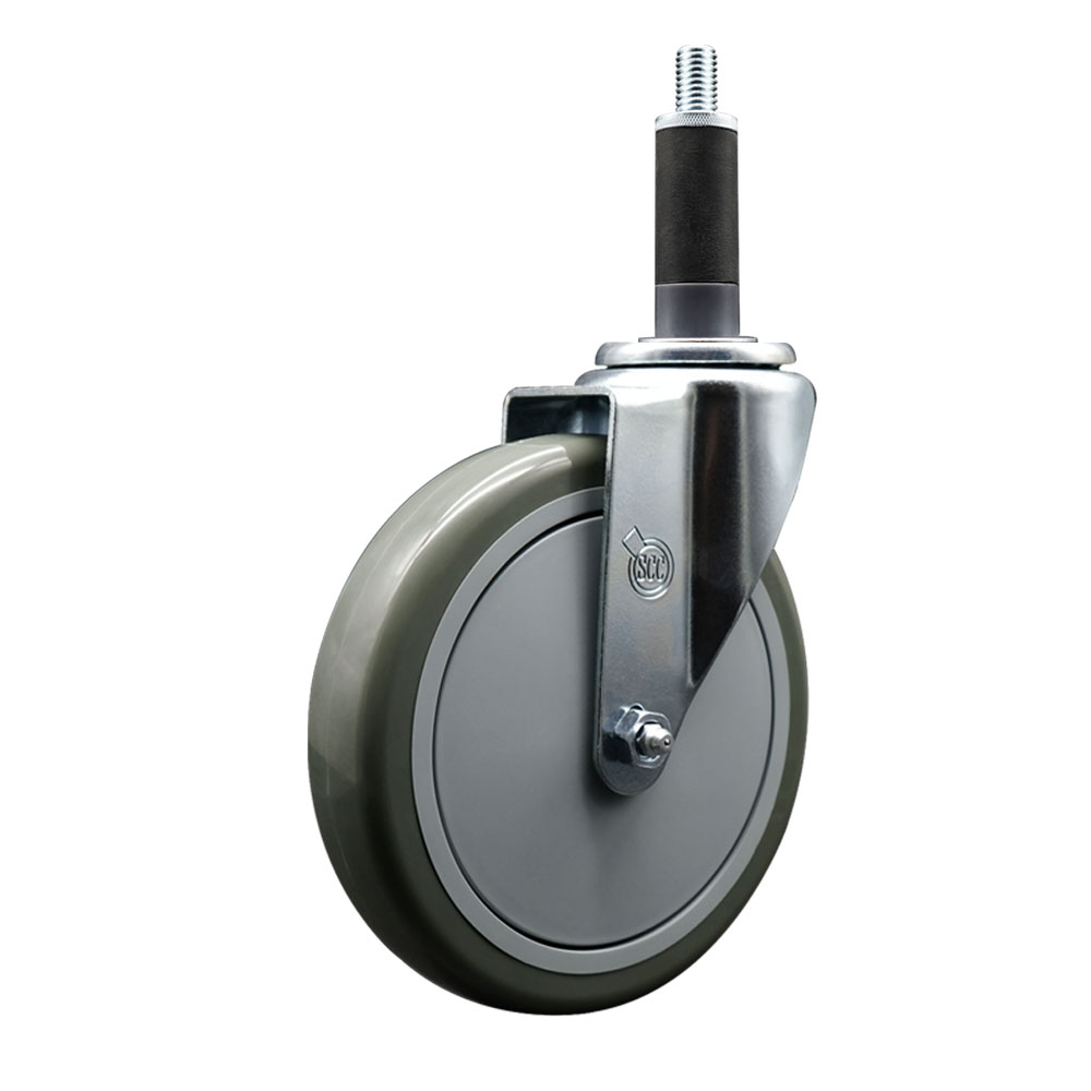 SCC-EX20S614-PPUB-1 Polyurethane Expanding Stem Swivel Caster with 6 in. Gray Wheel & 1 in. Stem