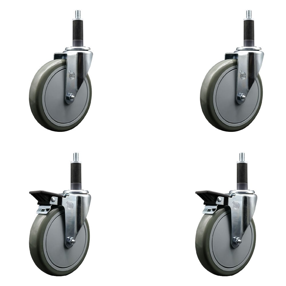 SCC-EX20S614-PPUB-2-PLB-2-1 Polyurethane Swivel Expanding Stem Caster with 6 in. Gray Wheels & 1 in. Stems - Set of 4