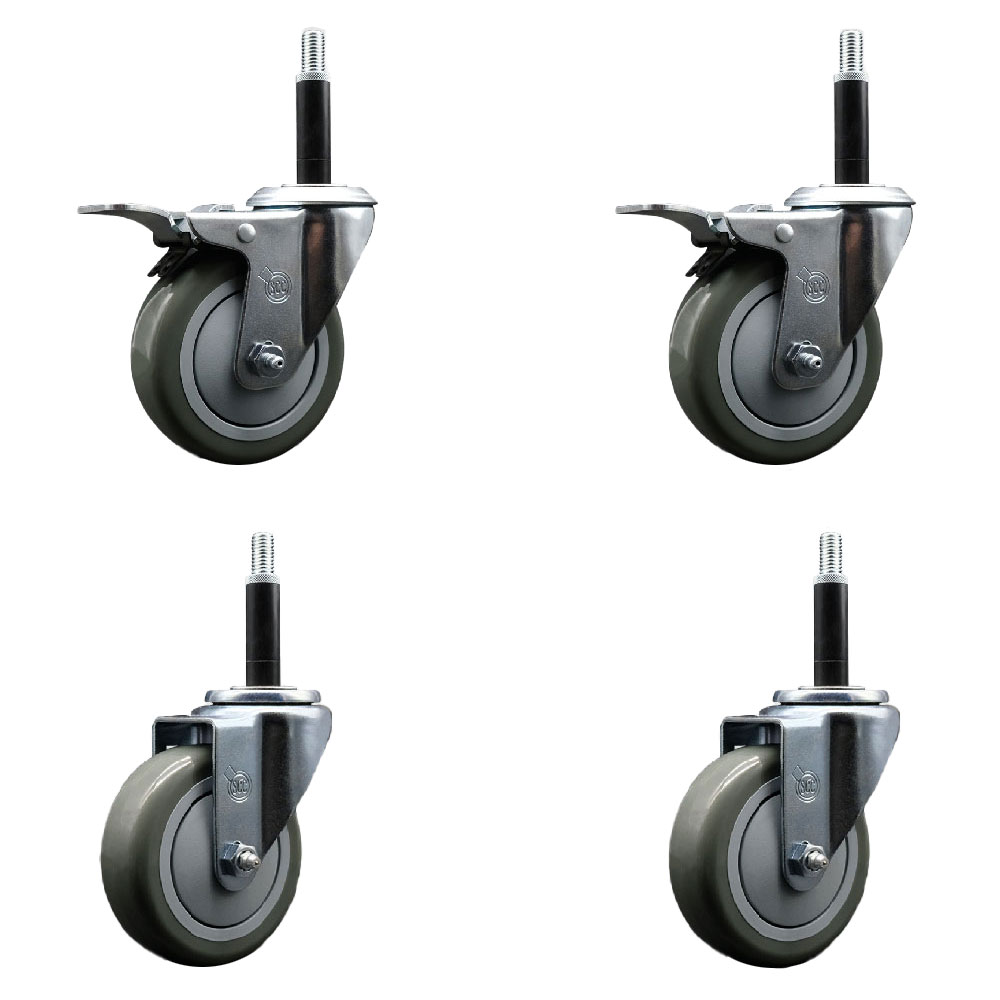 SCC-EXTTL20S414-PPUB-2-S-2-34 Polyurethane Swivel Expanding Stem Caster with 4 in. Gray Wheels & 0.75 in. Stems - Set of 4