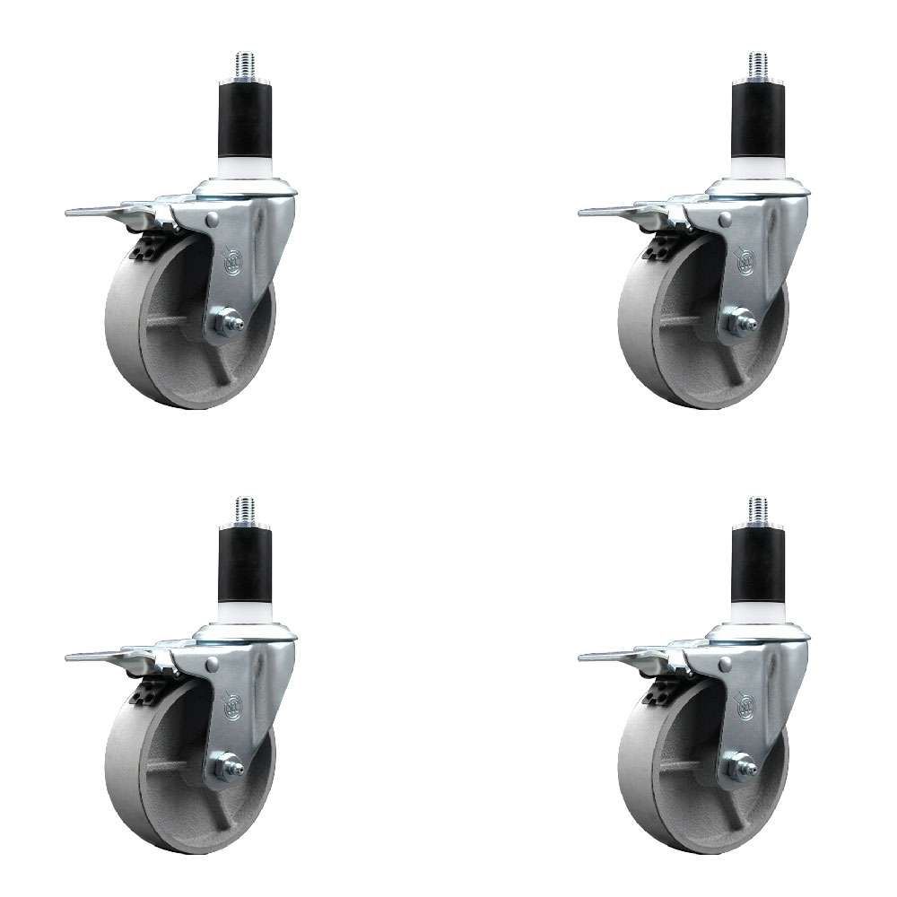Swivel Caster Set - Silver - 4 in. Wheels - Total Locking Brakes