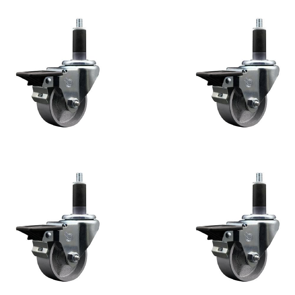 Semi Steel Swivel Casters - Silver - Set of 4 - 1200 lbs Capacity