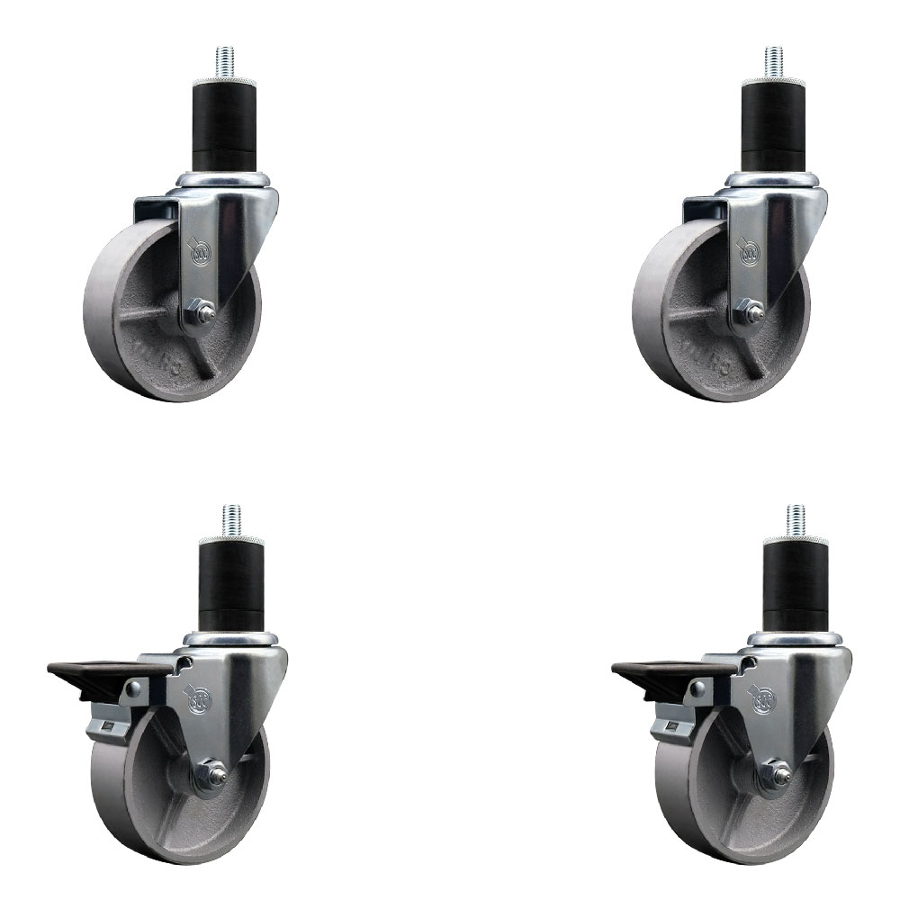 Swivel Expanding Stem Caster - Silver - Set of 4 - 1200 lbs Capacity