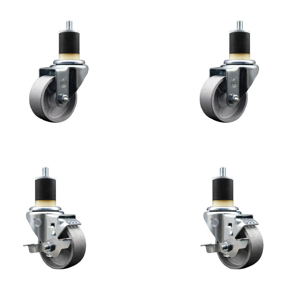 Semi Steel Swivel Caster - Silver - 3 in. - Set of 4 - 1200 lbs Capacity