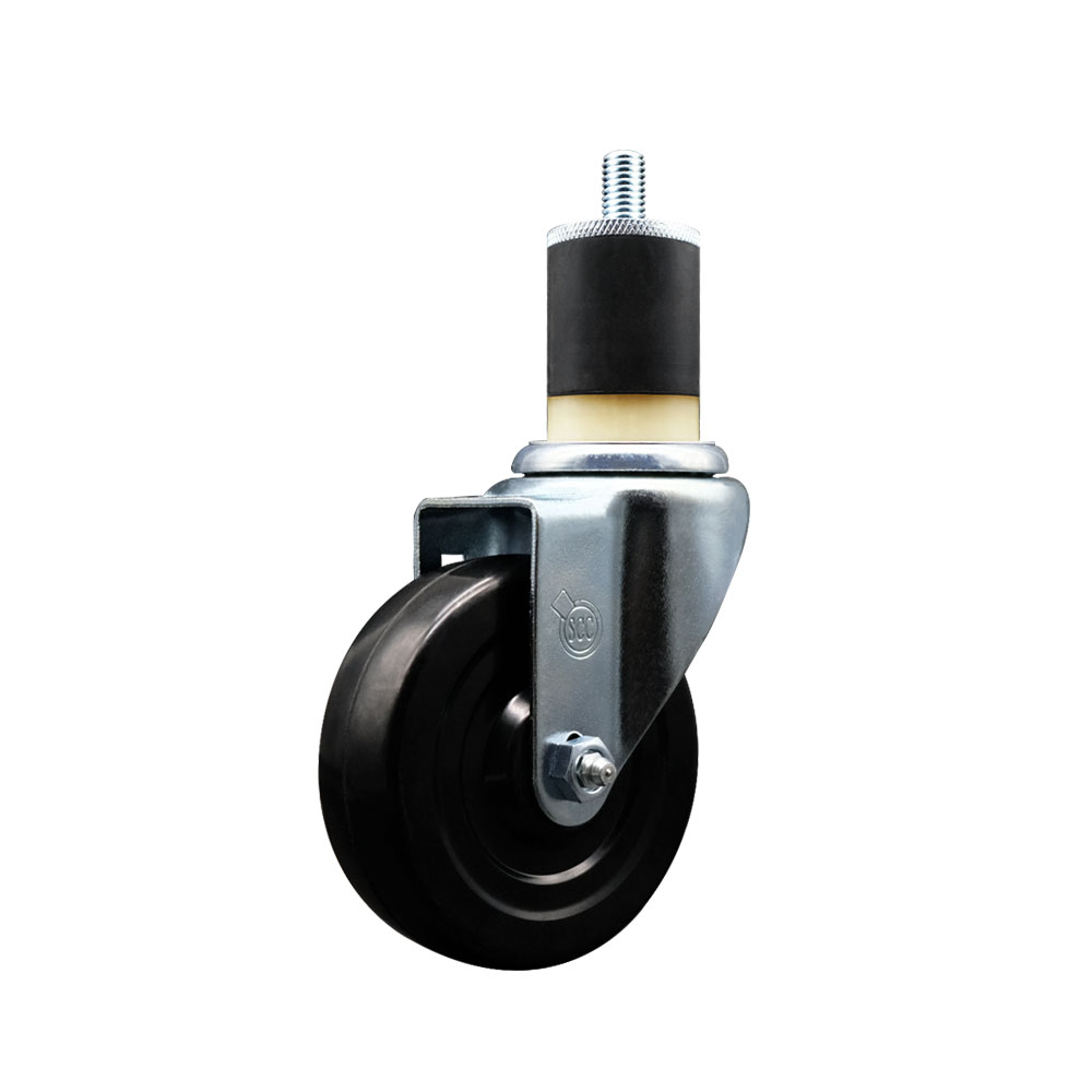 SCC-EX20S414-SRS-178 Soft Rubber Expanding Stem Swivel Caster with 4 in. Black Wheel & 1.87 in. Stem