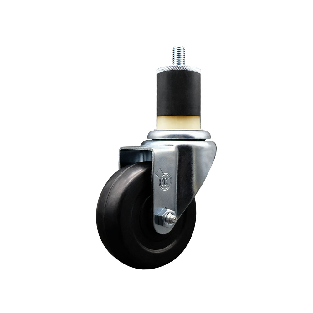 SCC-EX20S3514-SRS-178 Soft Rubber Expanding Stem Swivel Caster with 3.5 in. Black Wheel & 1.87 in. Stem