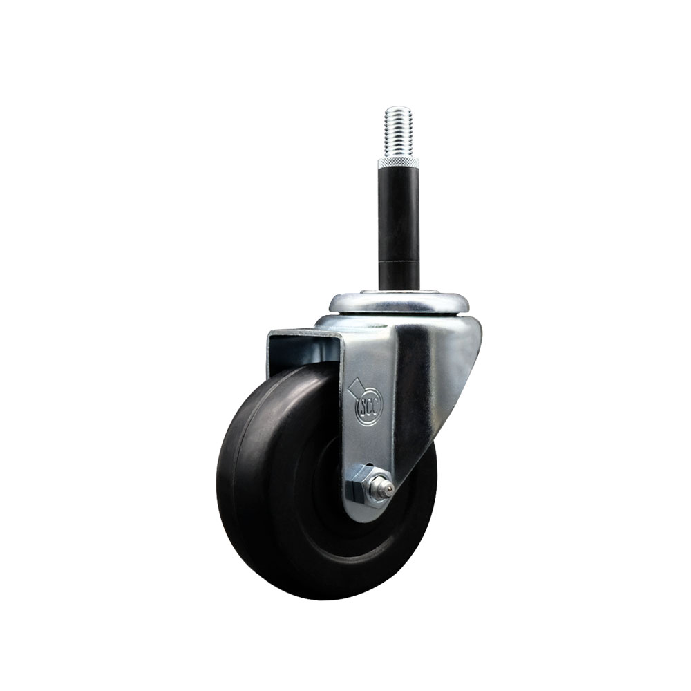 SCC-EX20S3514-SRS-34 Soft Rubber Expanding Stem Swivel Caster with 3.5 in. Black Wheel & 0.75 in. Stem