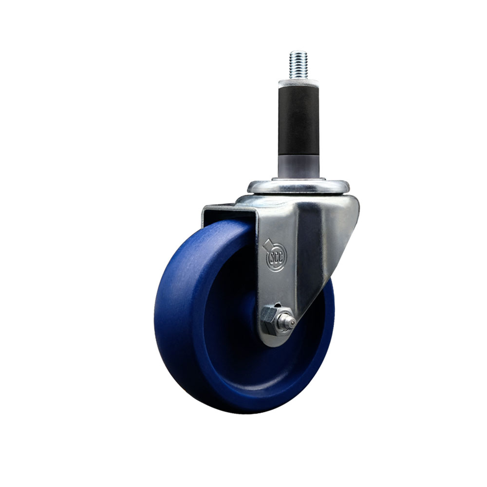 SCC-EX20S414-SPUS-118 Solid Polyurethane Expanding Stem Swivel Caster with 4 in. Blue Wheel & 1.13 in. Stem