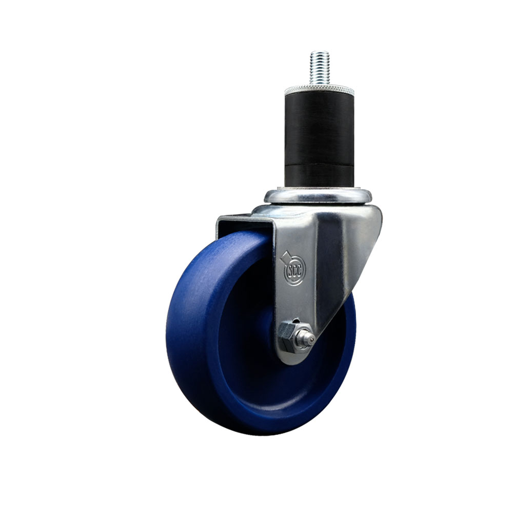 SCC-EX20S414-SPUS-134 Solid Polyurethane Expanding Stem Swivel Caster with 4 in. Blue Wheel & 1.75 in. Stem