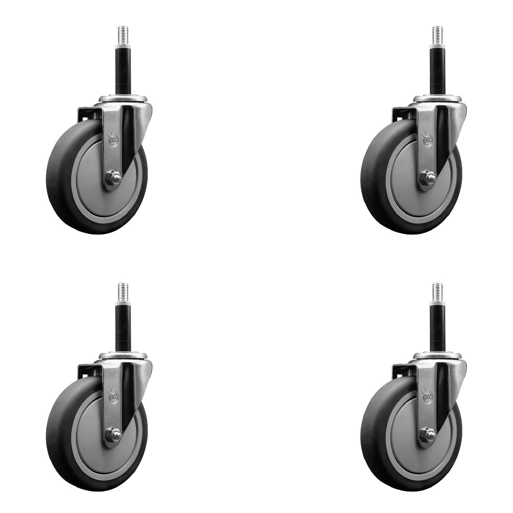 SCC-EX20S514-TPRB-34-4 Thermoplastic Rubber Swivel Expanding Stem Caster with 5 in. Gray Wheels & 0.75 in. Stems - Set of 4
