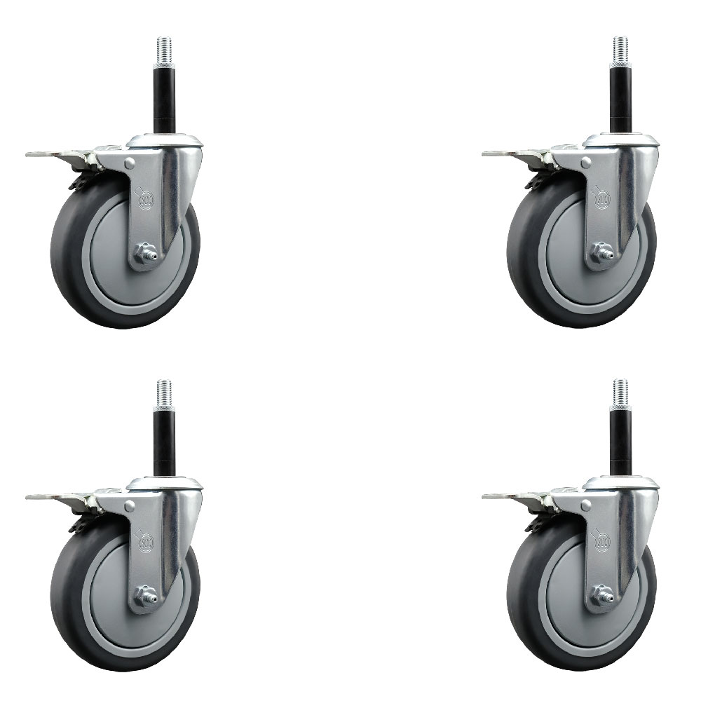 SCC-EXTTL20S514-TPRB-34-4 Thermoplastic Rubber Swivel Expanding Stem Caster with 5 in. Gray Wheels & 0.75 in. Stems - Set of 4