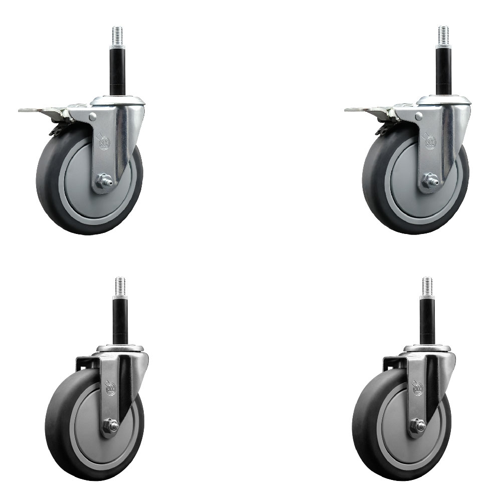 SCC-EXTTL20S514-TPRB-2-S-2-34 Thermoplastic Rubber Swivel Expanding Stem Caster with 5 in. Gray Wheels & 0.75 in. Stems - Set of 4
