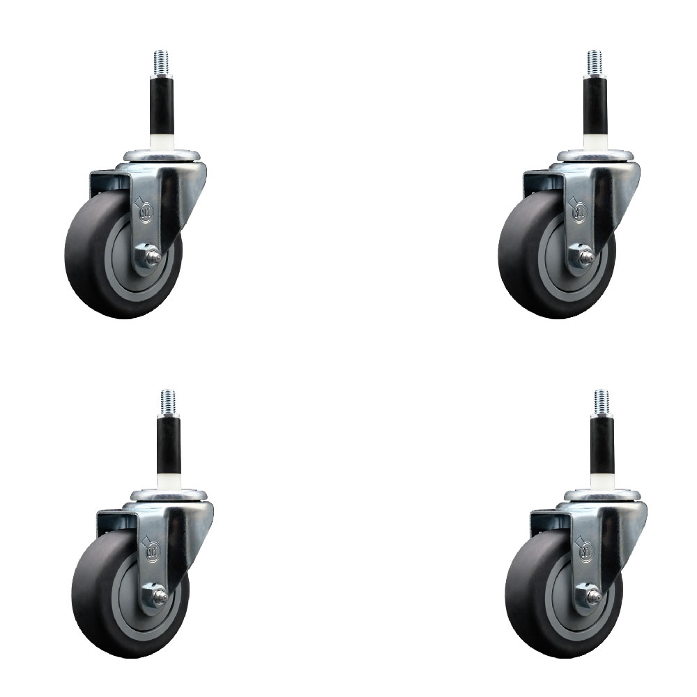 SCC-EX20S3514-TPRB-78-4 Thermoplastic Rubber Swivel Expanding Stem Caster with 3.5 in. Gray Wheels & 0.87 in. Stems - Set of 4