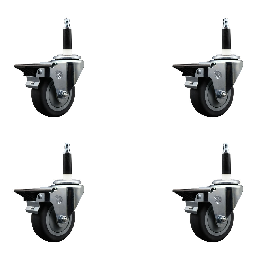 SCC-EX20S3514-TPRB-PLB-78-4 Thermoplastic Rubber Swivel Expanding Stem Caster with 3.5 in. Gray Wheels & 0.87 in. Stems - Set of 4