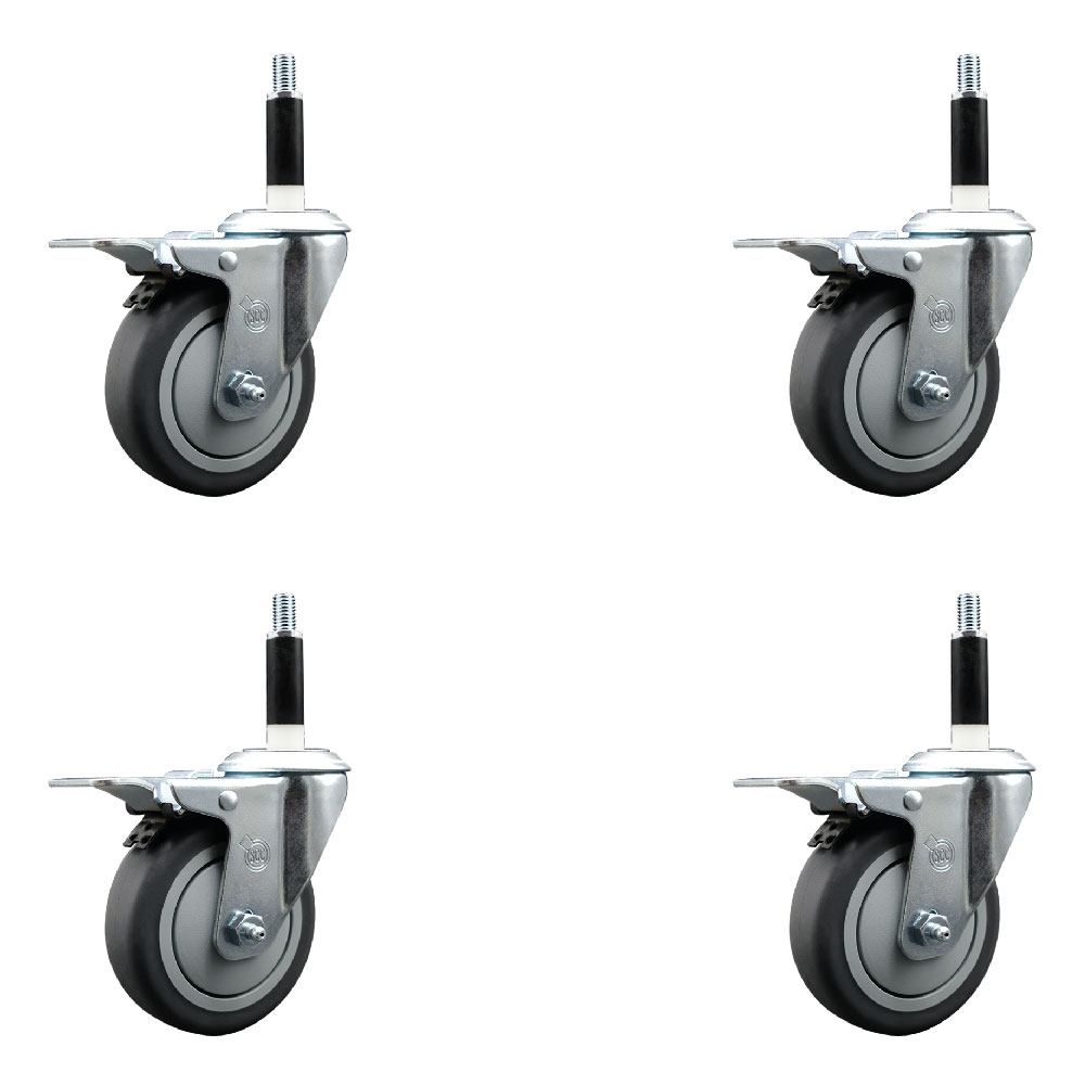 SCC-EXTTL20S414-TPRB-78-4 Thermoplastic Rubber Swivel Expanding Stem Caster with 4 in. Gray Wheels & 0.87 in. Stems - Set of 4