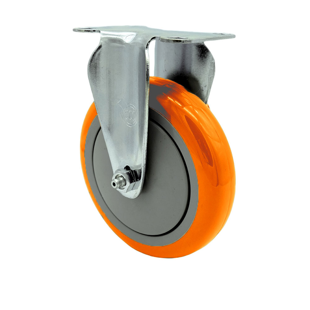 SCC-20R514-PPUB-ORG Polyurethane Top Plate Rigid Caster with 5 in. Orange Wheel