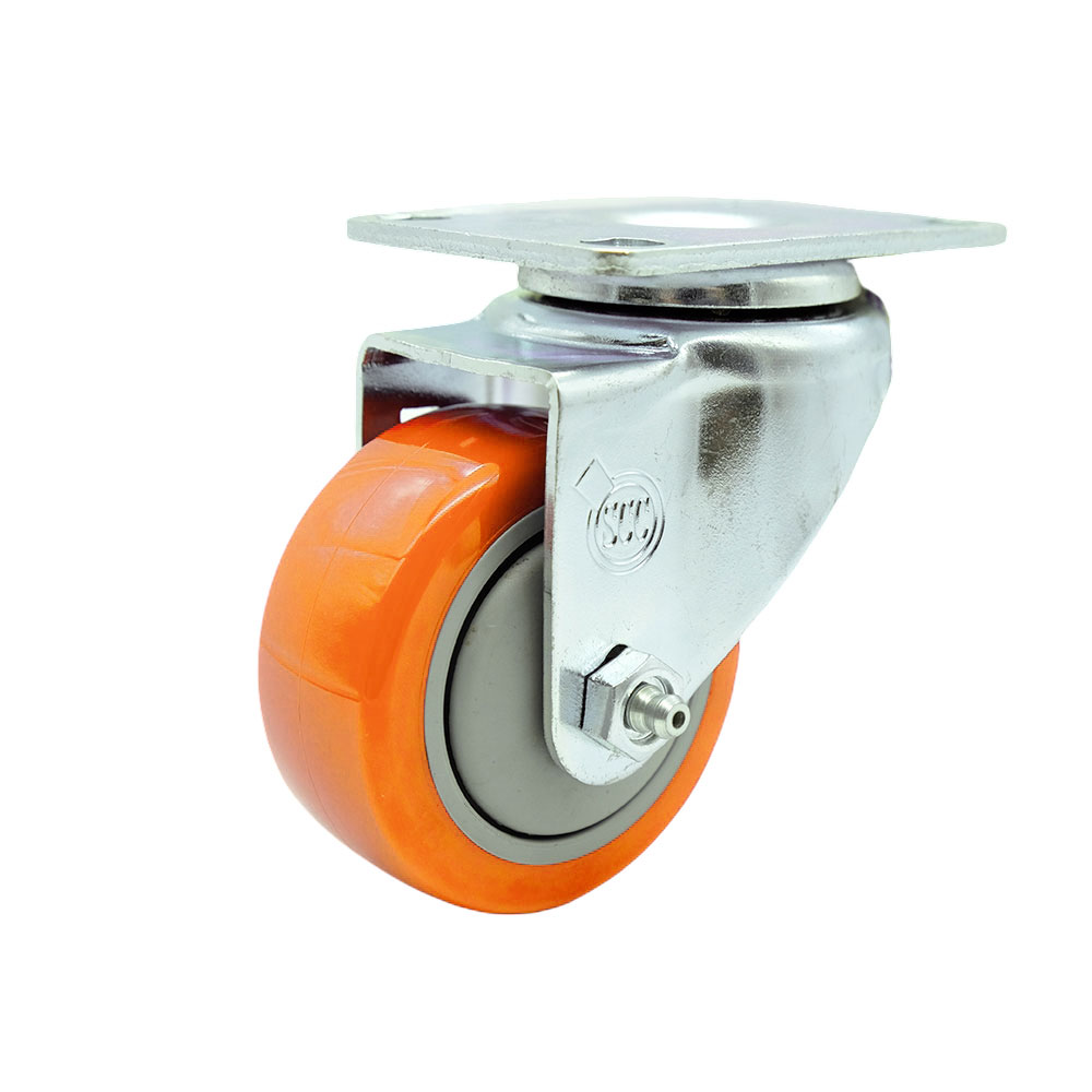 SCC-20S3514-PPUB-ORG-TP2 Swivel Caster with 3.5 in. Orange Polyurethane Wheel - 3.13 x 4.13 in. Overall Top Plate