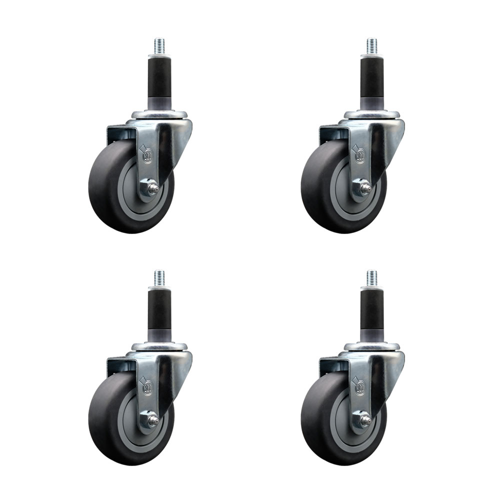 SCC-EX20S3514-TPRB-118-4 Thermoplastic Rubber Swivel Expanding Stem Caster with 3.5 in. Gray Wheels & 1.13 in. Stems - Set of 4