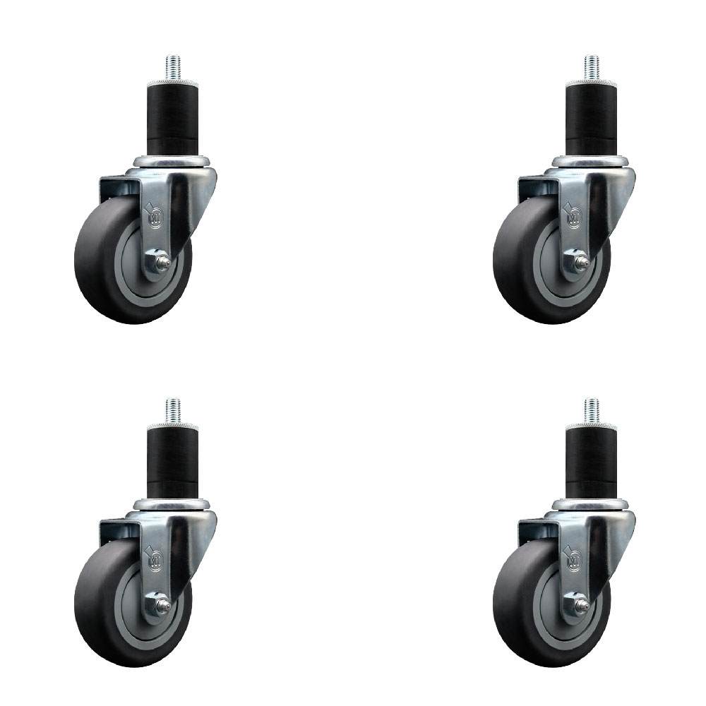 SCC-EX20S3514-TPRB-134-4 Thermoplastic Rubber Swivel Expanding Stem Caster with 3.5 in. Gray Wheels & 1.75 in. Stems - Set of 4