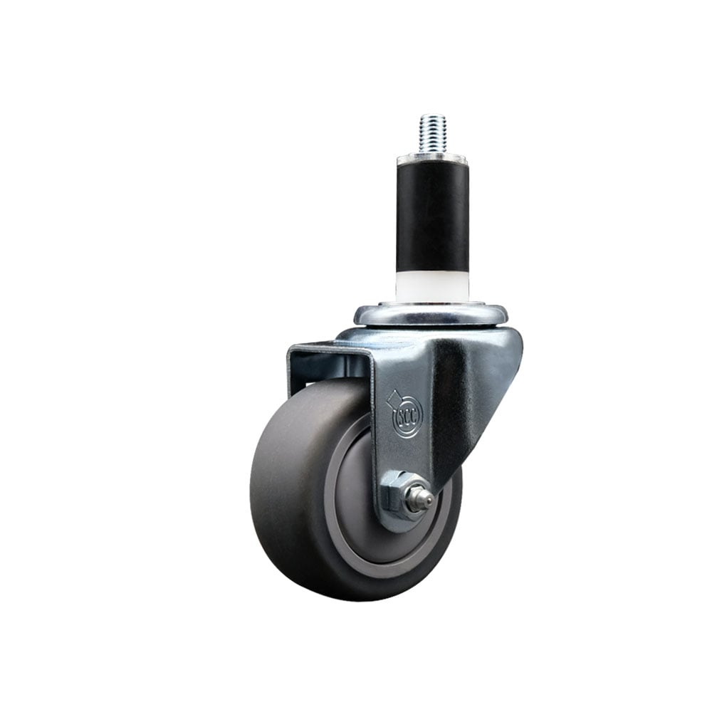 SCC-EX20S314-TPRB-138 Thermoplastic Rubber Swivel Expanding Stem Swivel Caster with 3 in. Gray Wheel & 1.38 in. Stem