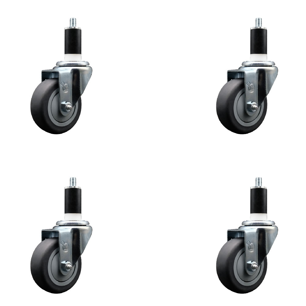 SCC-EX20S3514-TPRB-138-4 Thermoplastic Rubber Swivel Expanding Stem Caster with 3.5 in. Gray Wheels & 1.38 in. Stems - Set of 4