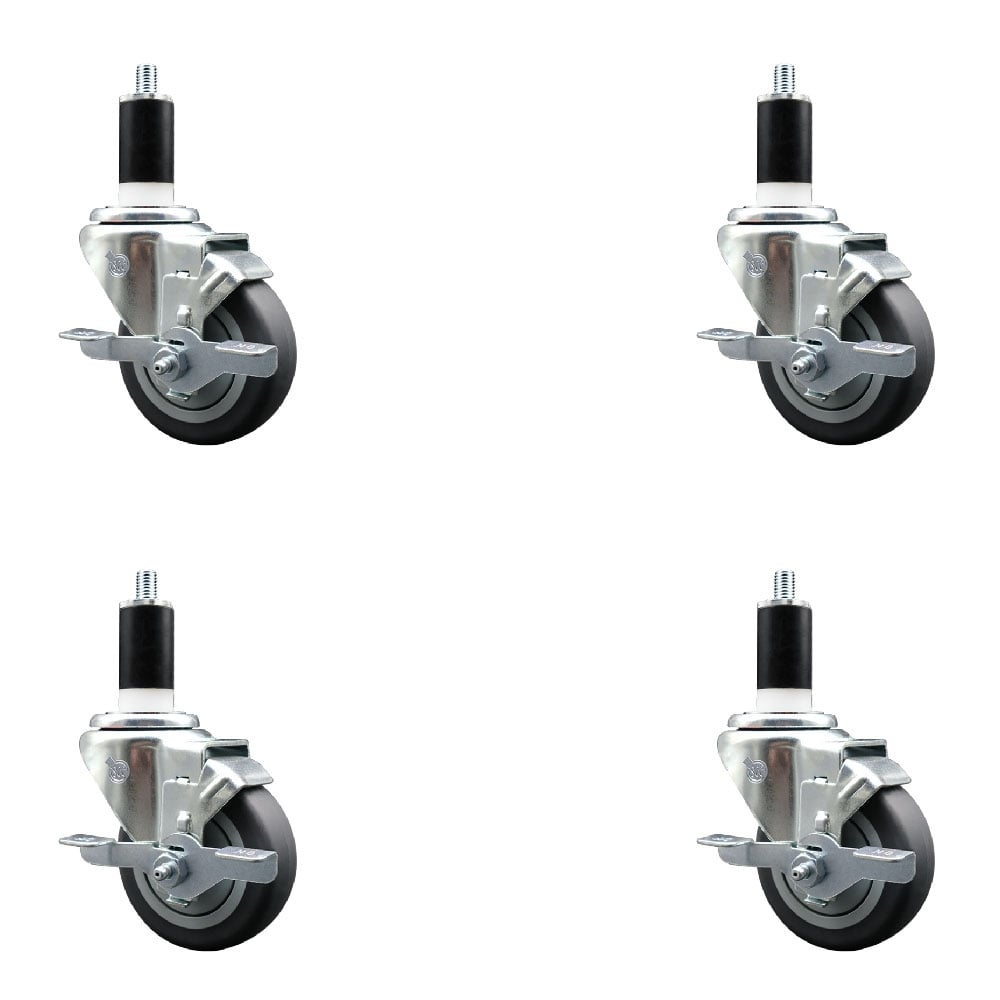 SCC-EX20S3514-TPRB-TLB-138-4 Thermoplastic Rubber Swivel Expanding Stem Caster with 3.5 in. Gray Wheels & 1.38 in. Stems - Set of 4