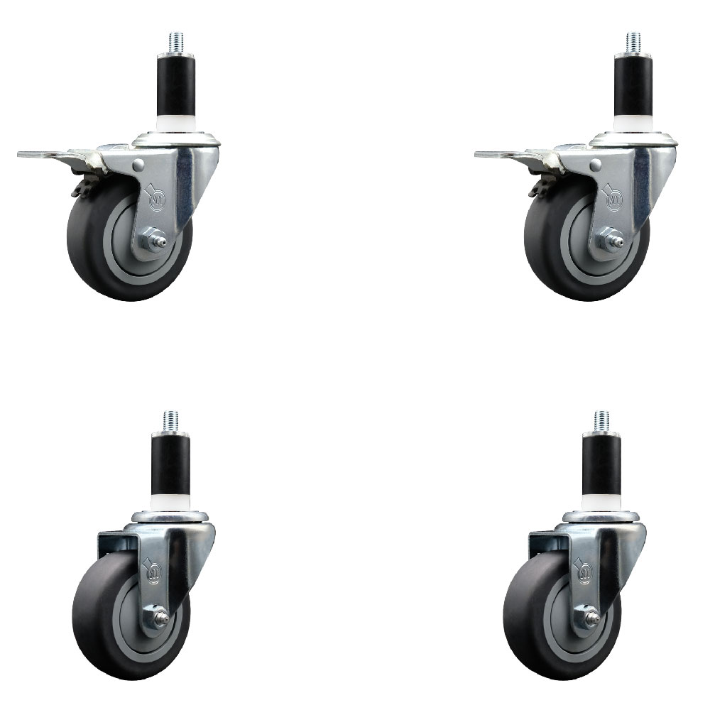 SCC-EXTTL20S3514-TPRB-2-S-2-138 Thermoplastic Rubber Swivel Expanding Stem Caster with 3.5 in. Gray Wheels & 1.38 in. Stems - Set of 4