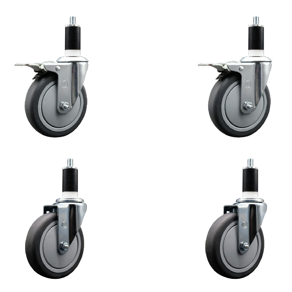SCC-EXTTL20S514-TPRB-2-S-2-138 Thermoplastic Rubber Swivel Expanding Stem Caster with 5 in. Gray Wheels & 1.38 in. Stems - Set of 4