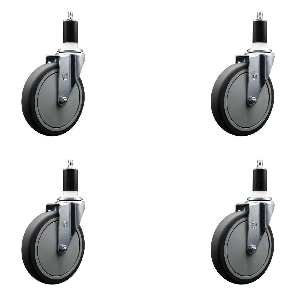 SCC-EX20S614-TPRB-138-4 Thermoplastic Rubber Swivel Expanding Stem Caster with 6 in. Gray Wheels & 1.38 in. Stems - Set of 4
