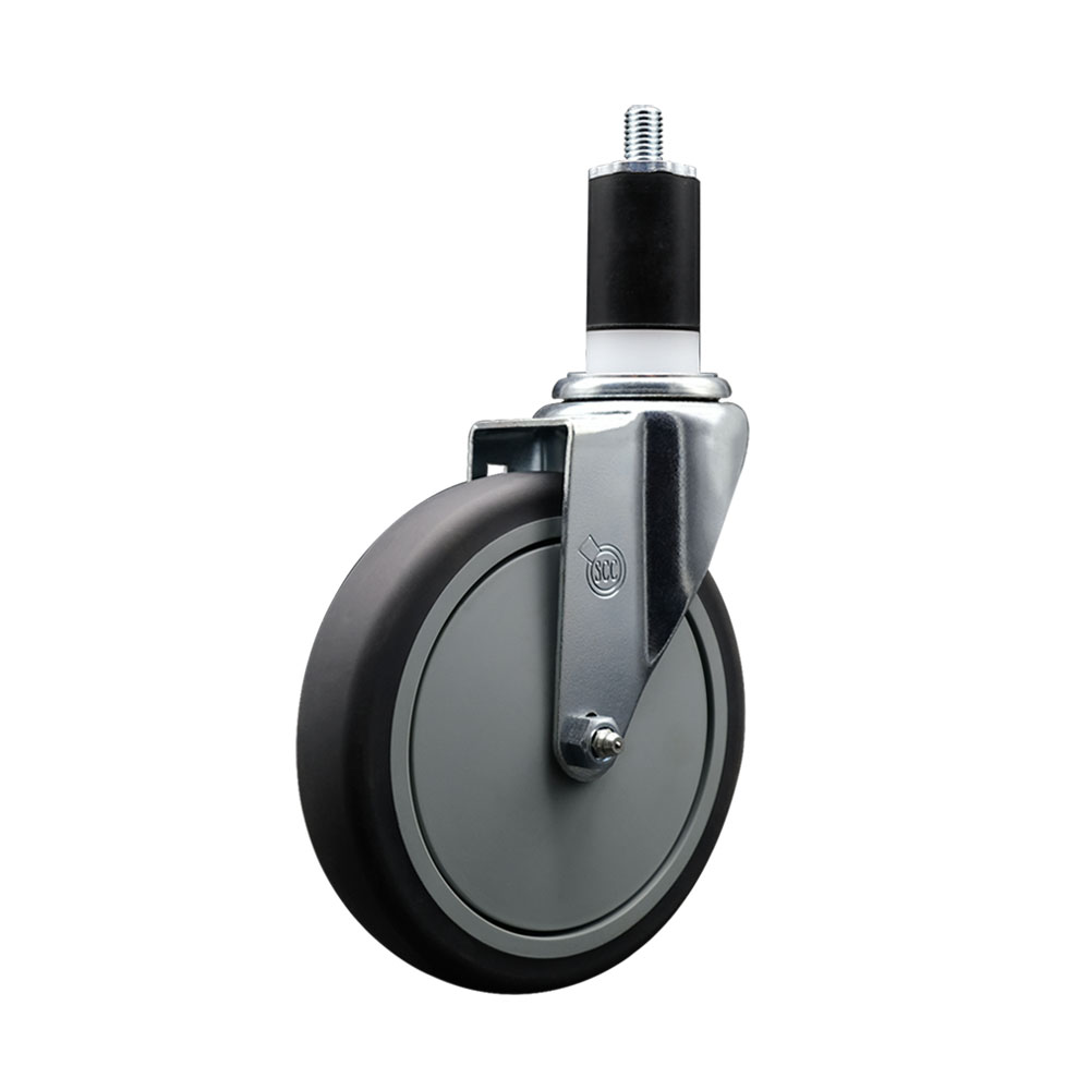 SCC-EX20S614-TPRB-112 Thermoplastic Rubber Swivel Expanding Stem Swivel Caster with 6 in. Gray Wheel & 1.5 in. Stem