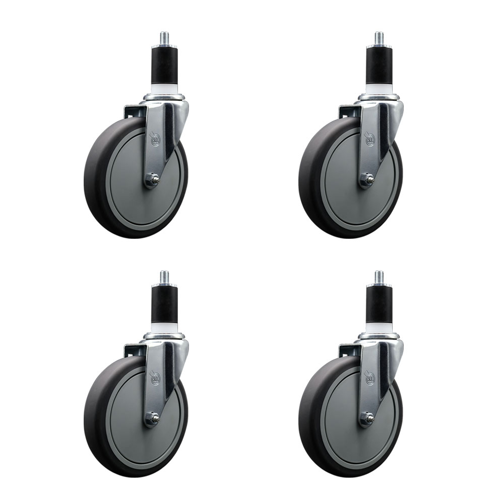 SCC-EX20S614-TPRB-112-4 Thermoplastic Rubber Swivel Expanding Stem Caster with 6 in. Gray Wheels & 1.5 in. Stems - Set of 4