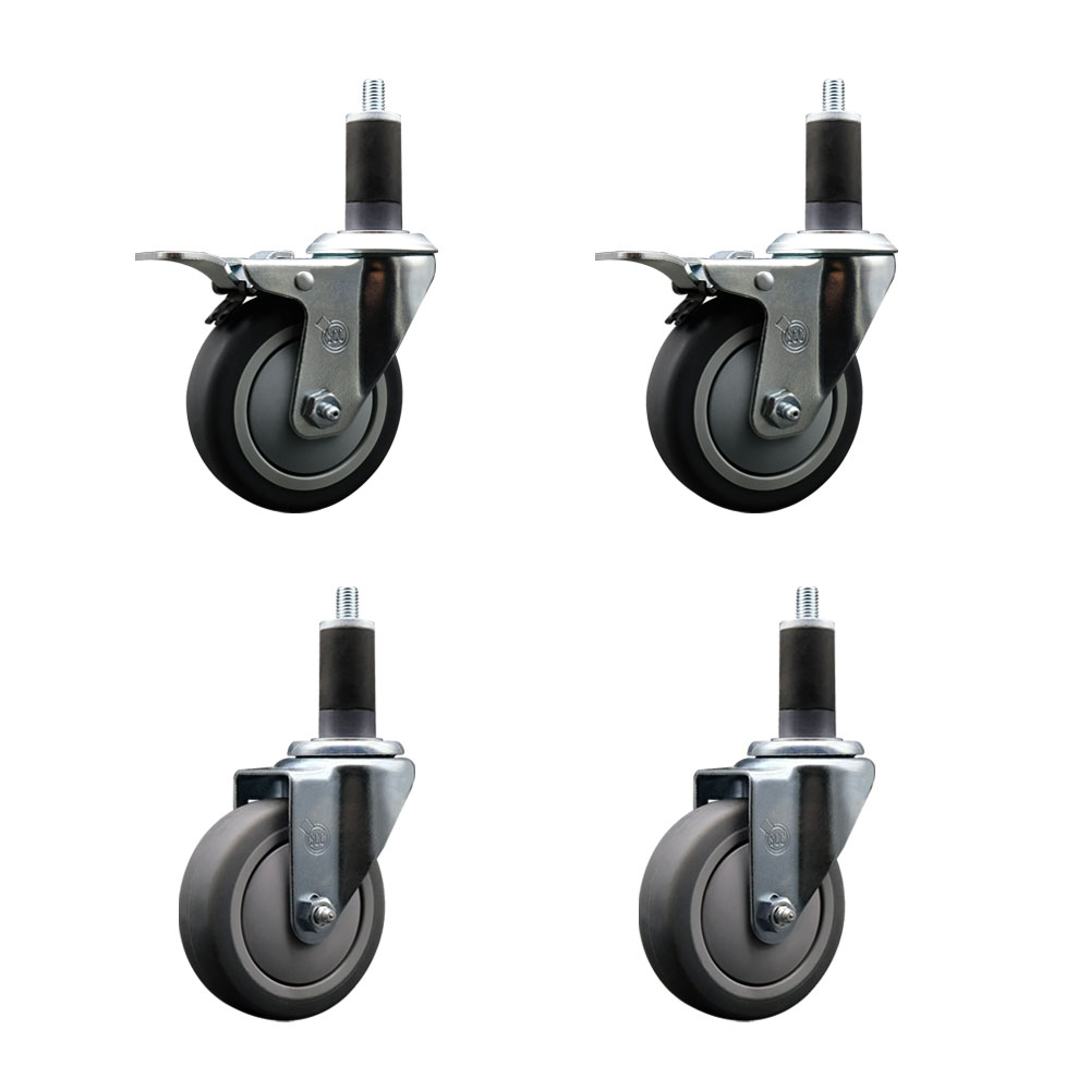 SCC-EXTTL20S414-TPRB-2-S-2-114 Thermoplastic Rubber Swivel Expanding Stem Caster with 4 in. Gray Wheels & 1.25 in. Stems - Set of 4