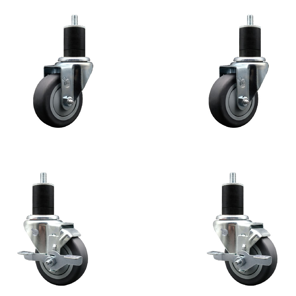 SCC-EX20S3514-TPRB-2-TLB-2-134 Thermoplastic Rubber Swivel Expanding Stem Caster with 3.5 in. Gray Wheels & 1.75 in. Stems - Set of 4