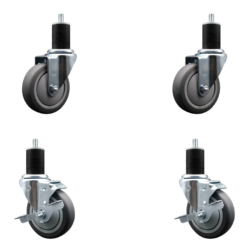 SCC-EX20S414-TPRB-2-TLB-2-134 Thermoplastic Rubber Swivel Expanding Stem Caster with 4 in. Gray Wheels & 1.75 in. Stems - Set of 4