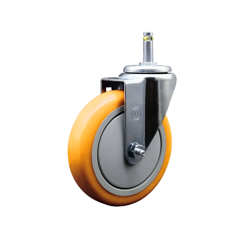 SCC-GR20S514-PPUB-YEL-716138 Polyurethane Swivel Grip Ring Stem Caster with 5 x 1.25 in. Yellow Wheel & 0.43 in. Stem