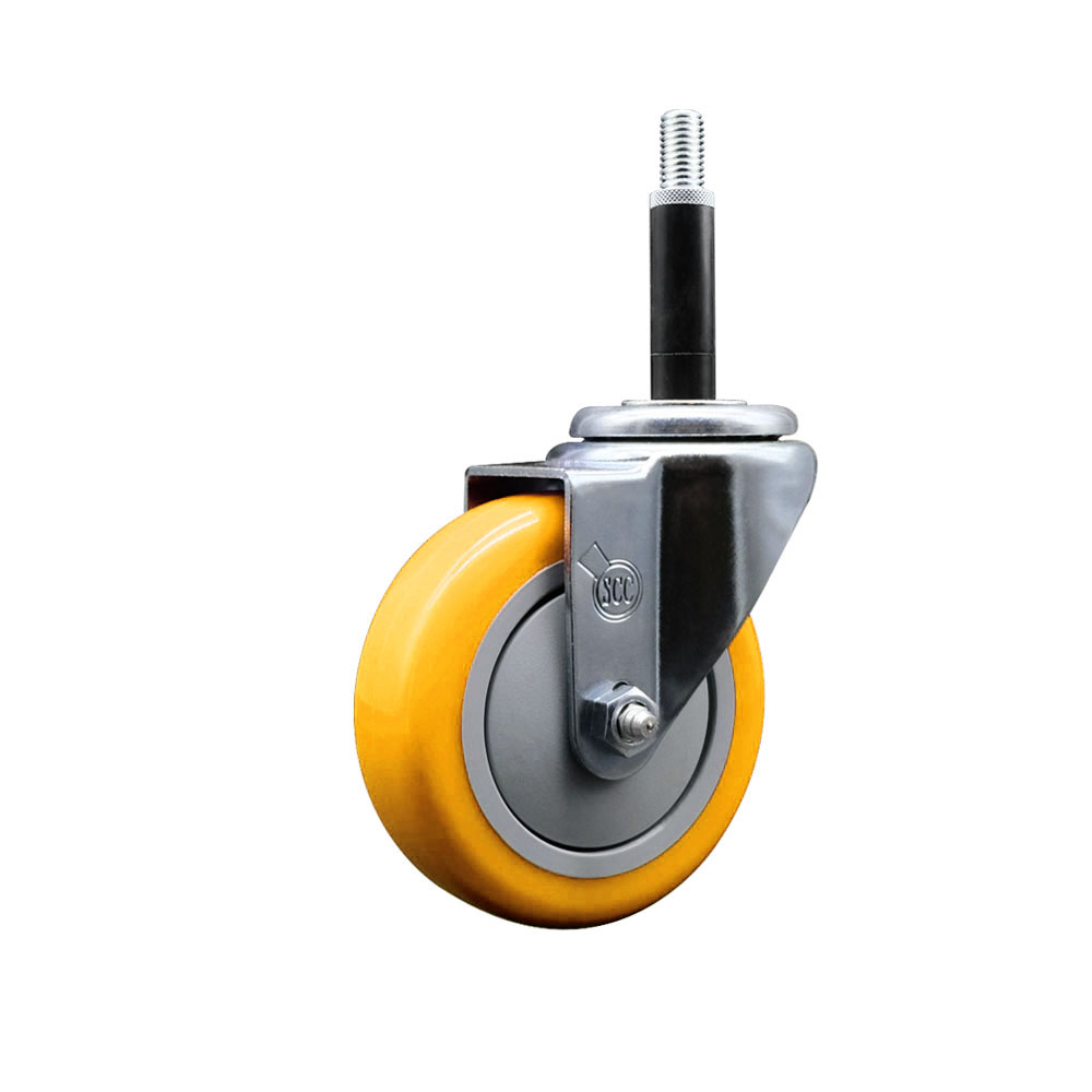 SCC-EX20S414-PPUB-YEL-34 Polyurethane Expanding Stem Swivel Caster with 4 in. Yellow Wheel & 0.75 in. Stem