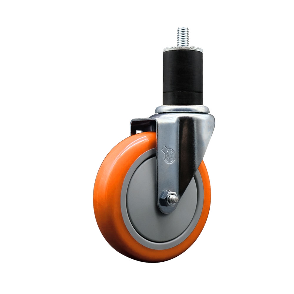 SCC-EX20S514-PPUB-ORG-134 Polyurethane Expanding Stem Swivel Caster with 5 in. Orange Wheel & 1.75 in. Stem
