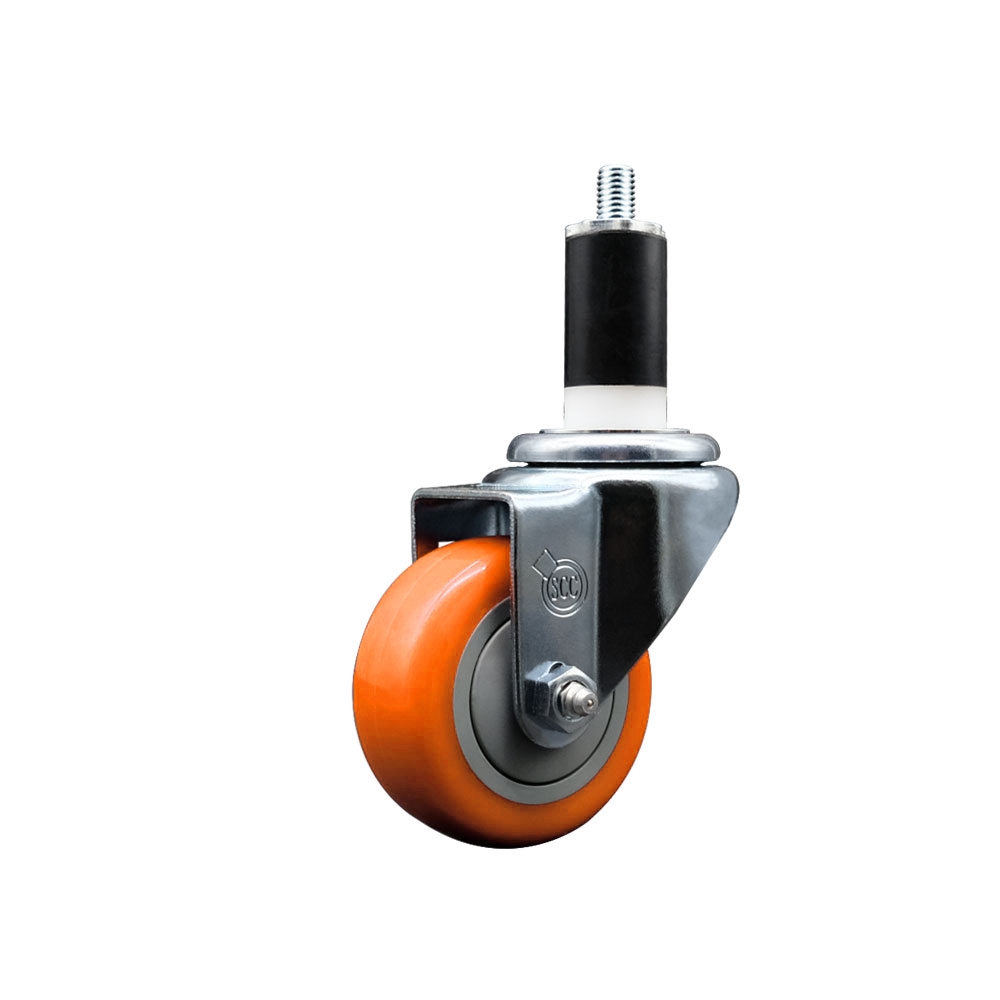 SCC-EX20S314-PPUB-ORG-138 Polyurethane Expanding Stem Swivel Caster with 3 in. Orange Wheel & 1.38 in. Stem