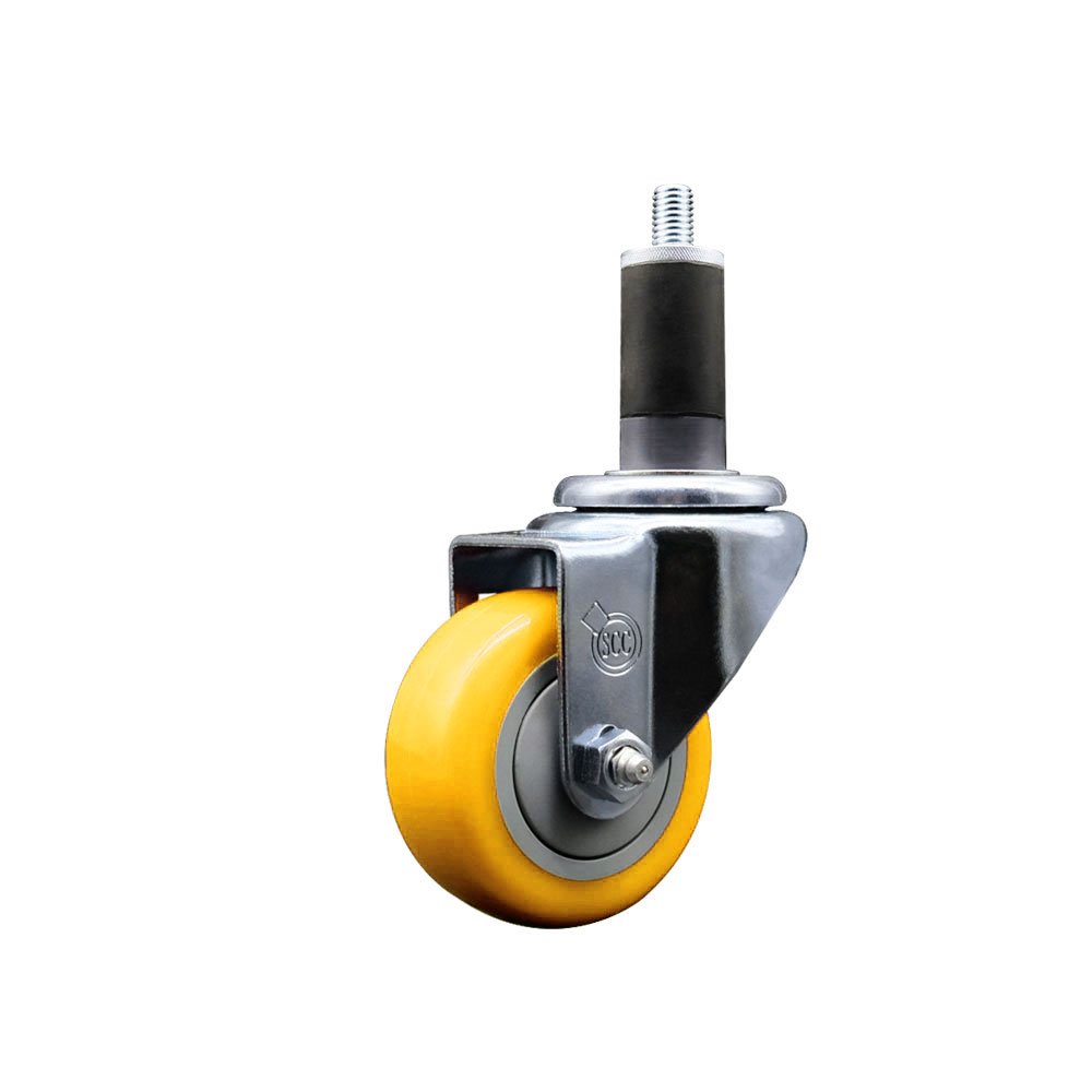 SCC-EX20S314-PPUB-YEL-114 Polyurethane Expanding Stem Swivel Caster with 3 in. Yellow Wheel & 1.25 in. Stem