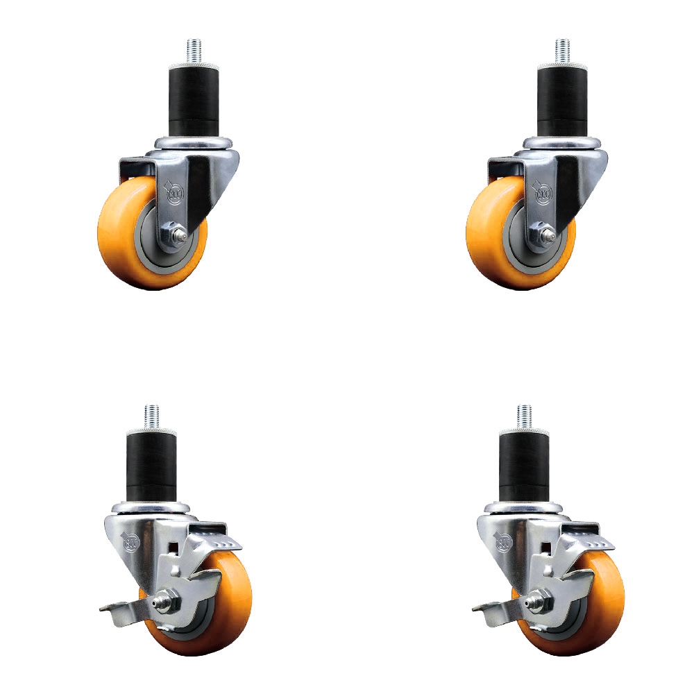 SCC-EX20S314-PPUB-YEL-2-TLB-2-134 Polyurethane Swivel Expanding Stem Caster with 3 in. Yellow Wheels & 1.75 in. Stems - Set of 4