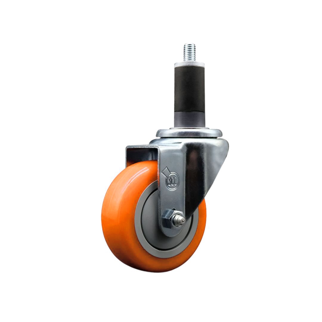 SCC-EX20S3514-PPUB-ORG-114 Polyurethane Expanding Stem Swivel Caster with 3.5 in. Orange Wheel & 1.25 in. Stem