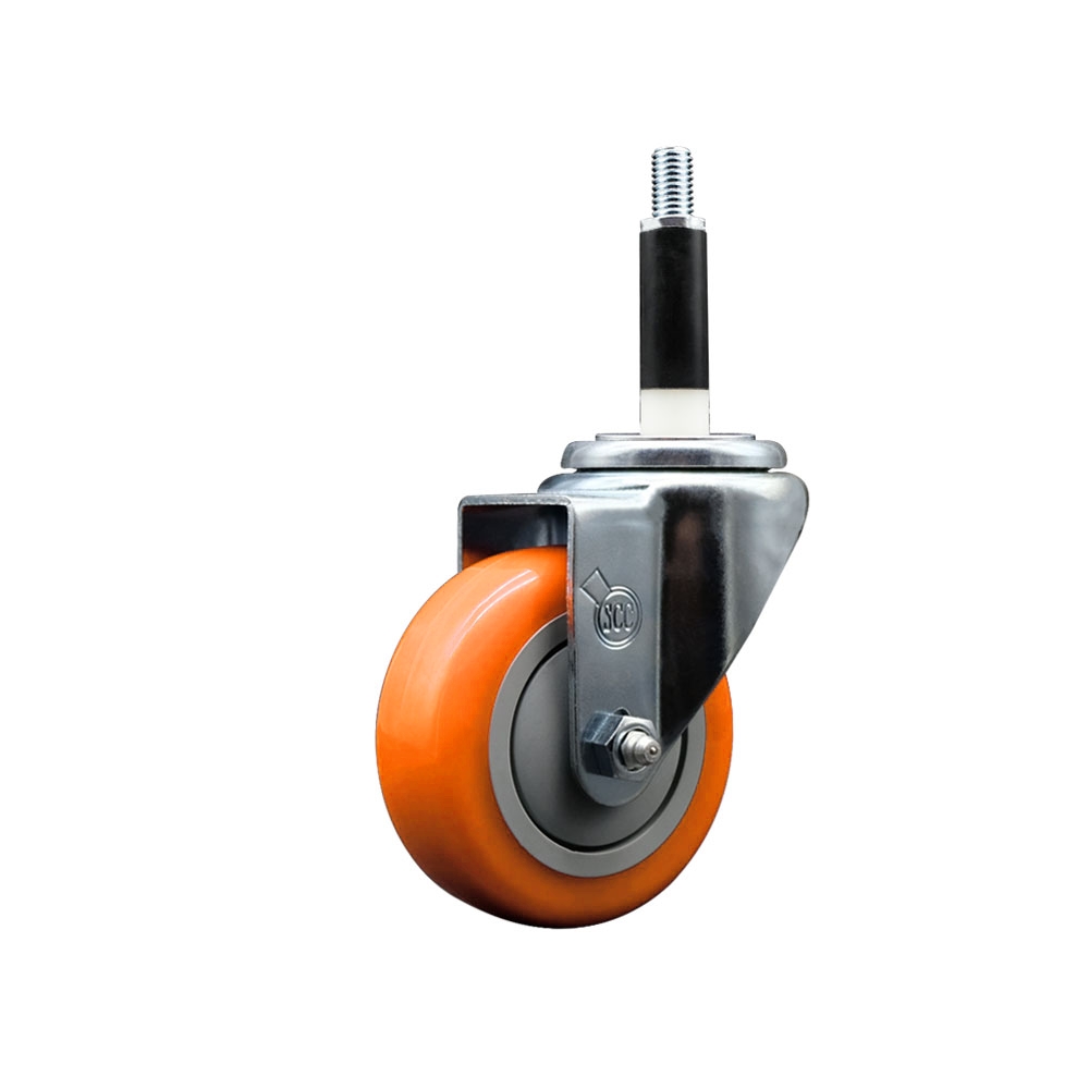 SCC-EX20S3514-PPUB-ORG-78 Polyurethane Expanding Stem Swivel Caster with 3.5 in. Orange Wheel & 0.87 in. Stem