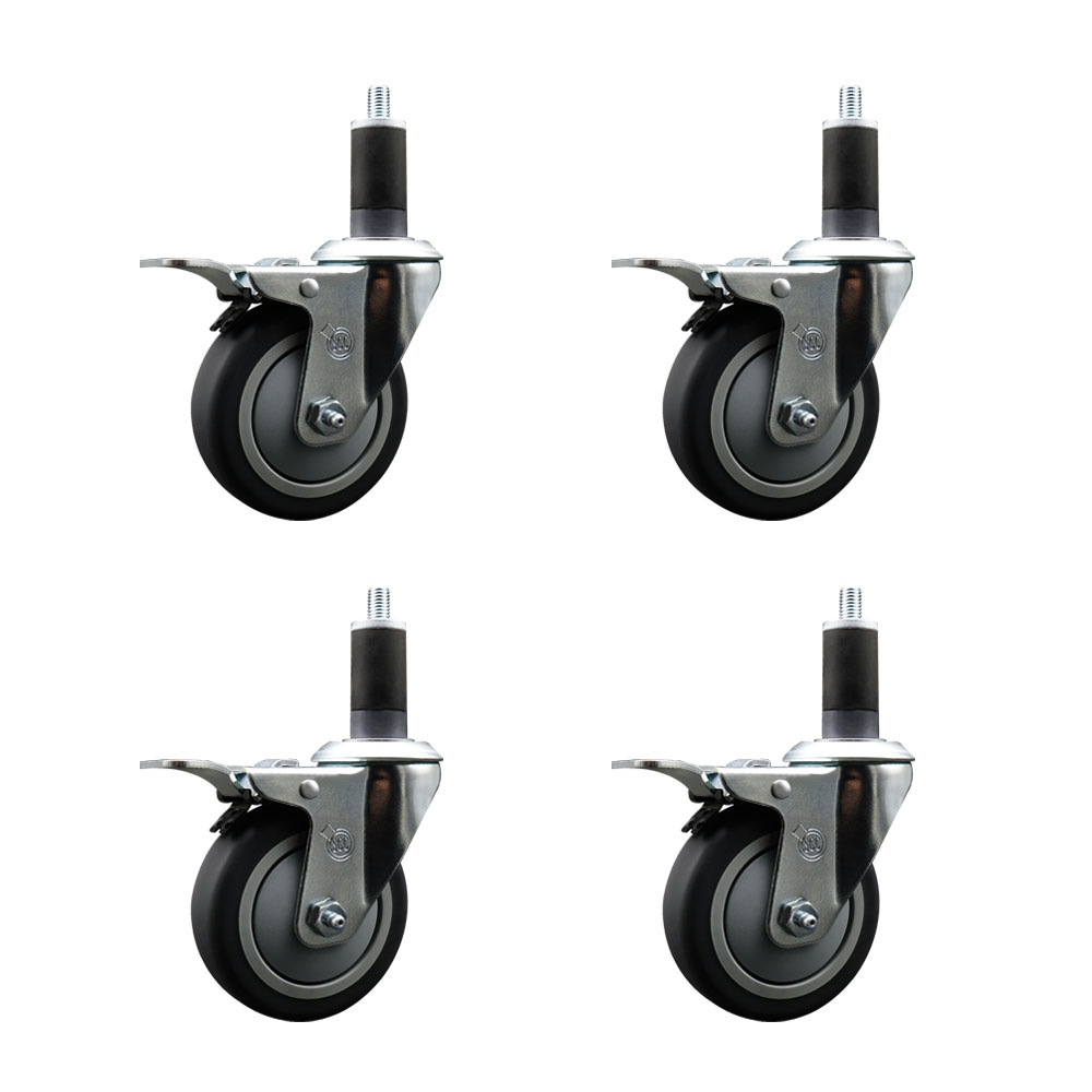 SCC-EXTTL20S414-TPRB-114-4 Thermoplastic Rubber Swivel Expanding Stem Caster with 4 in. Gray Wheels & 1.25 in. Stems - Set of 4