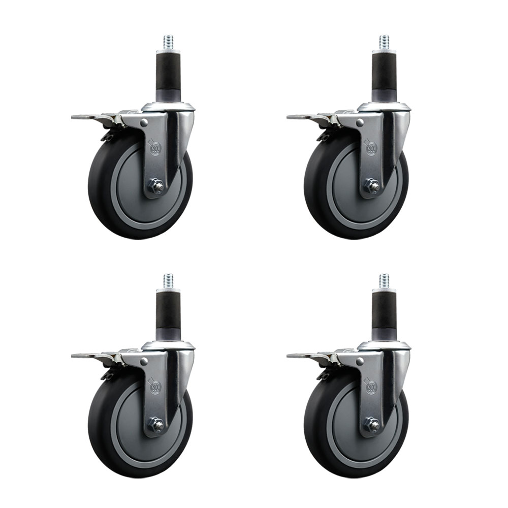 SCC-EXTTL20S514-TPRB-114-4 Thermoplastic Rubber Swivel Expanding Stem Caster with 5 in. Gray Wheels & 1.25 in. Stems - Set of 4