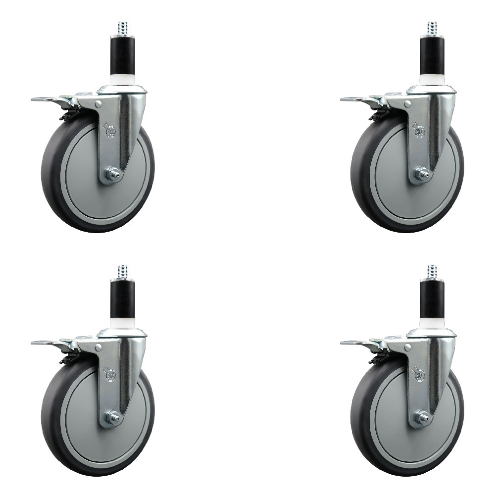 SCC-EXTTL20S614-TPRB-138-4 Thermoplastic Rubber Swivel Expanding Stem Caster with 6 in. Gray Wheels & 1.38 in. Stems - Set of 4