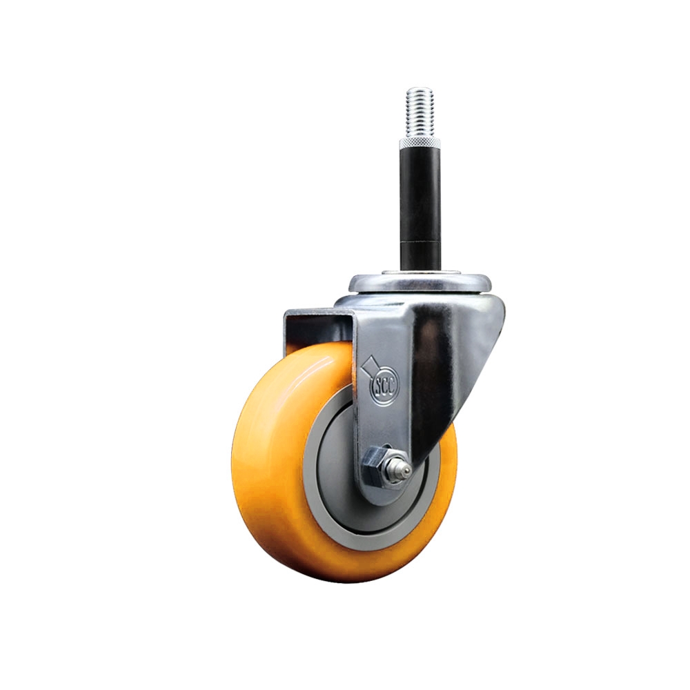 Polyurethane Swivel Stem Caster with 3.5 in. Yellow Caster Wheels, 0.75 in. Expanding Stem - 316 Stainless Steel Caster