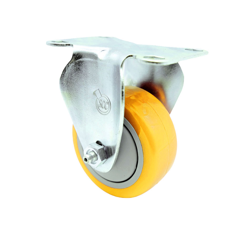 SCC-SS31620R314-PPUB-YEL Polyurethane Rigid Top Plate Caster with 3 in. Yellow Caster Wheel - 316 Stainless Steel Caster