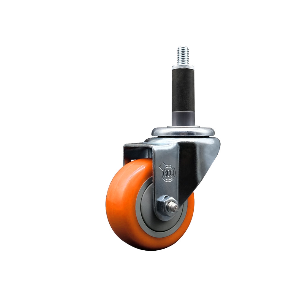 SCC-EX20S314-PPUB-ORG-1 Polyurethane Expanding Stem Swivel Caster with 3 in. Orange Wheel & 1 in. Stem