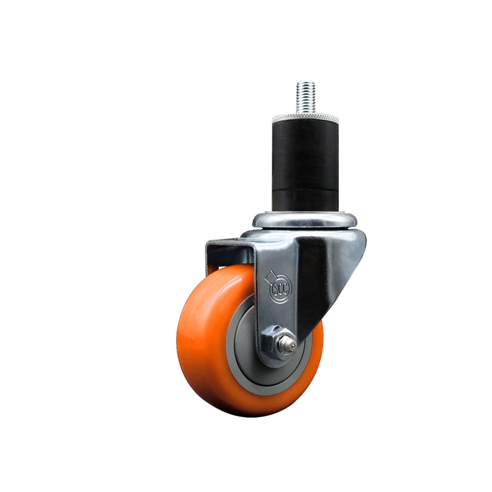 SCC-EX20S314-PPUB-ORG-134 Polyurethane Expanding Stem Swivel Caster with 3 in. Orange Wheel & 1.75 in. Stem