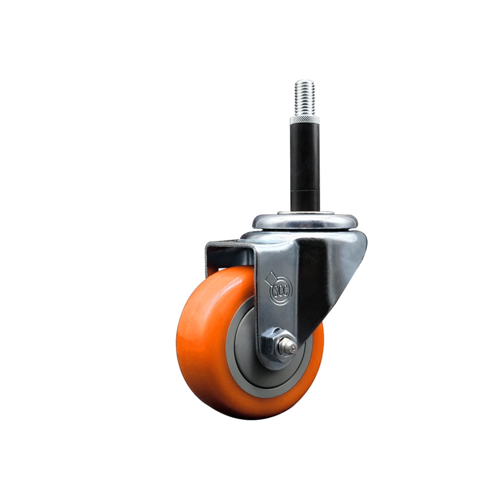 SCC-EX20S314-PPUB-ORG-34 Polyurethane Expanding Stem Swivel Caster with 3 in. Orange Wheel & 0.75 in. Stem