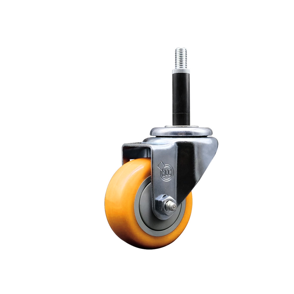 SCC-EX20S314-PPUB-YEL-34 Polyurethane Expanding Stem Swivel Caster with 3 in. Yellow Wheel & 0.75 in. Stem